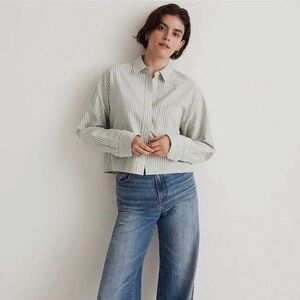Madewell Green Striped Button Down Shirt
